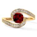 USD 4589,  Natural Ruby Gemstone Rings &ndash; Square Cushion Bypass Ring With Pave Diamonds In 18K Yellow