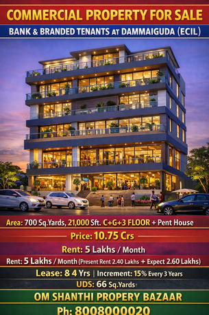 Hyderabad, Offices, INR 107500000,  21000 Sq. Feet,  Sale Of Commercial Property With Bank& Branded Tenants At Daimmaiguda{ecil}