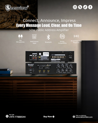 Doha, Electronics, QAR 450,  Secuview 50W Public Address Amplifier With Multiple Audio Sources