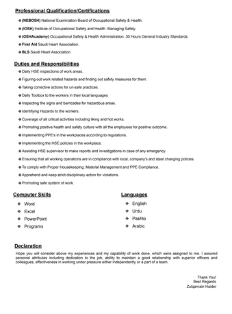 Jubail, Job Seekers, SAFETY OFFICER