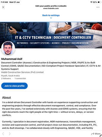 Riyadh, Job Seekers, Experienced Document Controller Available &ndash; Aconex & EDMS Specialist