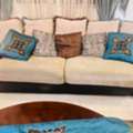 SAR 1600,  Home Centre 7 Seater Sofa Set With Centre Wood Table, Tv Trolly And Two Set Of Curtains.