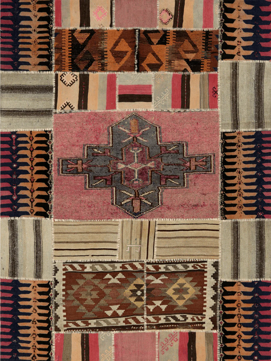 New York, Furniture, USD 270,  5x7 Pink Vintage Persian Patchwork Kilim Rug - 109093