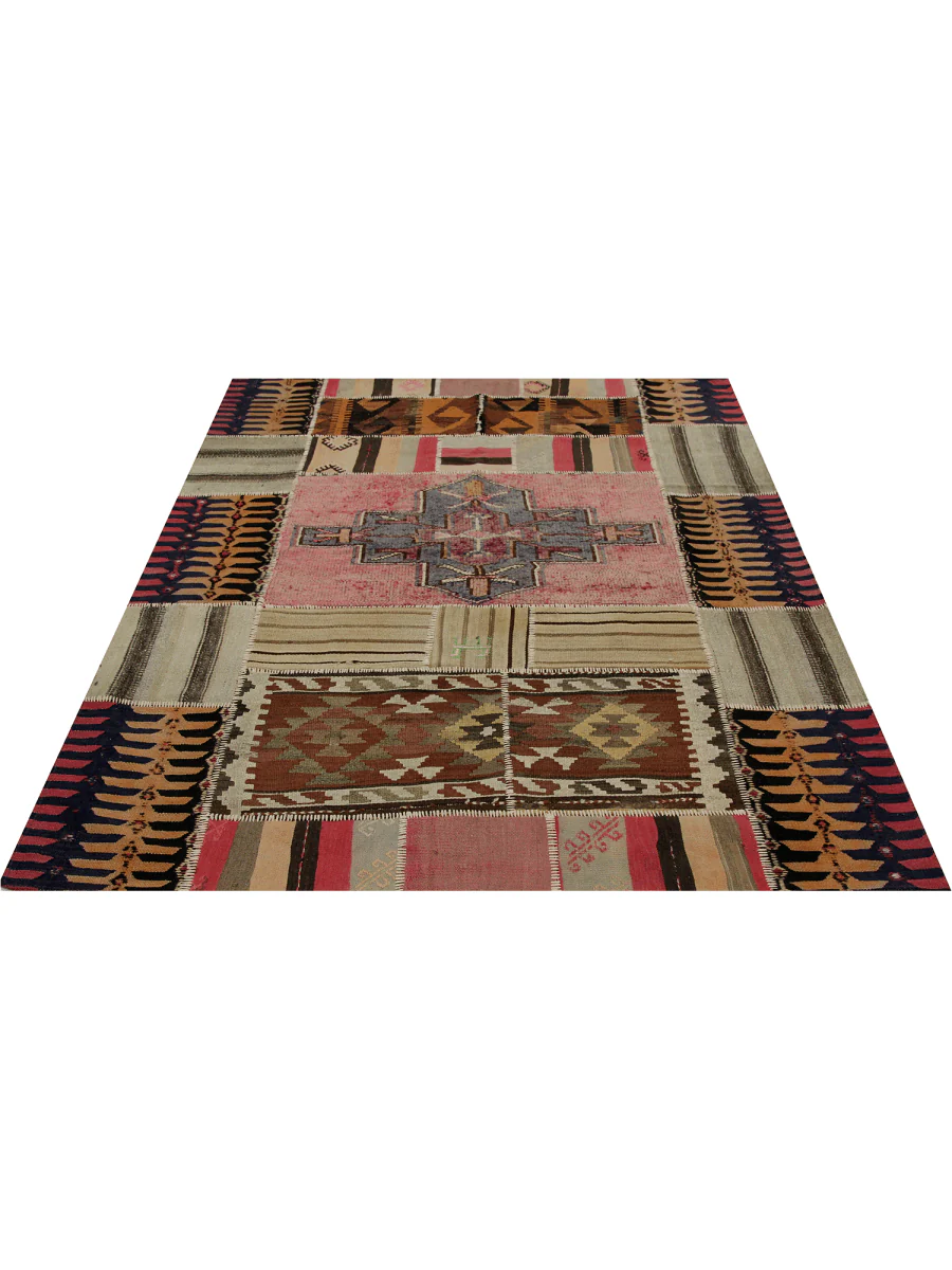 New York, Furniture, USD 270,  5x7 Pink Vintage Persian Patchwork Kilim Rug - 109093