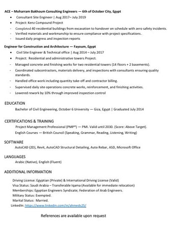 Riyadh, Job Seekers, Civil Site Engineer | PMP | 11 Years Experience | Transferable Iqama