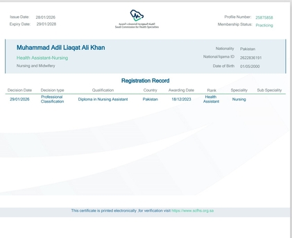 Riyadh, Job Seekers, Nursing Assistant