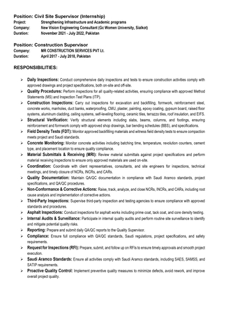 Buraidah, Job Seekers, Civil Engineer | Construction QA/QC & Quantity Surveying