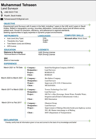 Dubai, Job Seekers, Land Surveyor