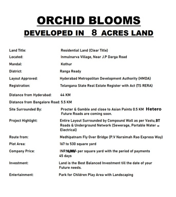 Mumbai, Real Estate For Sale, INR 16000,  Studio,  167 Sq. Yard,  Orched Blooms Residentual Plots - Kothur Near JP Darga