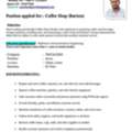Need Coffee Shop Job, As Barista, Assistant Barista Job.