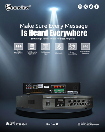 Doha, Electronics, QAR 2150,  Secuview 880W High Power Public Address Amplifier For Larger Spaces