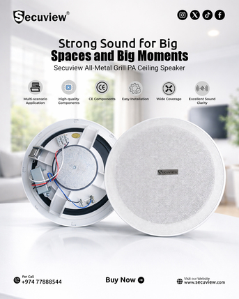 Doha, Electronics, QAR 95,  Secuview All-Metal Grill PA Ceiling Speaker With Crystal-Clear Audio