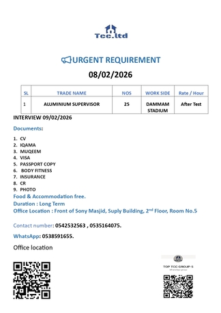 Jubail, Jobs, ALUMINIUM SUPERVISOR