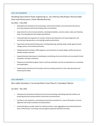 Riyadh, Job Seekers, Civil Engineer | 5 Years Experience | Structural & Finishing Works