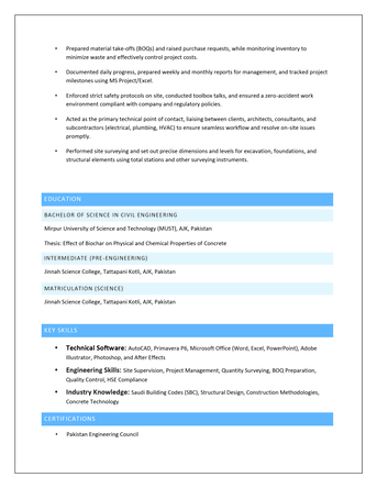 Riyadh, Job Seekers, Civil Engineer | 5 Years Experience | Structural & Finishing Works