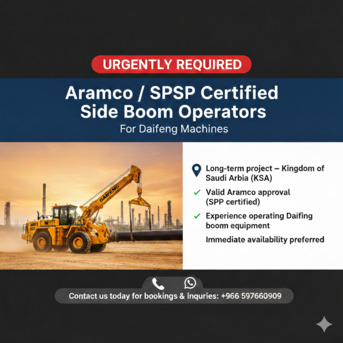 Riyadh, Jobs, SIDE BOOM OPERATORS