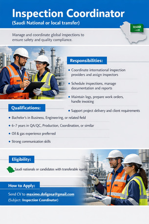 Khobar, Jobs, Inspection Coordinator