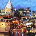 Banaras Ghat Canvas Painting