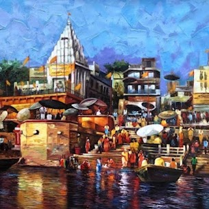 Mumbai, Household Items, Buy Banaras Ghat Canvas Painting