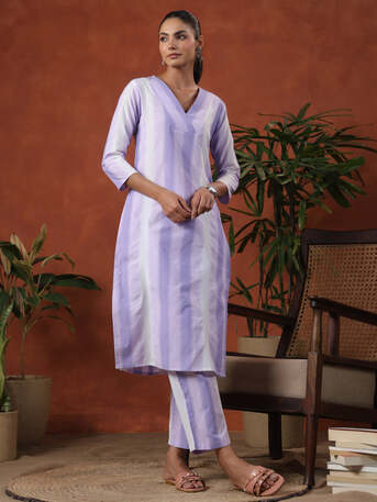 Jaipur, Clothing & Accessories, INR 1399,  Shop Purple Cotton Self Design Straight Kurta Set For Women