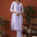 INR 1399,  Shop Purple Cotton Self Design Straight Kurta Set For Women