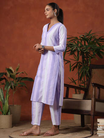 Jaipur, Clothing & Accessories, INR 1399,  Shop Purple Cotton Self Design Straight Kurta Set For Women