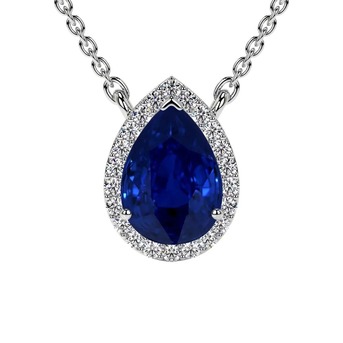 New York, Jewelry, USD 2273,  Buy Sapphire Necklaces &ndash; Blue Sapphire & Diamond Pendant 0.68cttw
