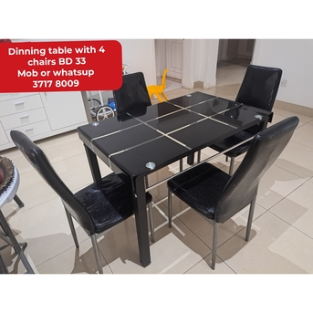 Manama, Furniture, BHD 33,  🌍🌐Dinning Table With 4 Chairs In Good Condition For Sale With Delivery