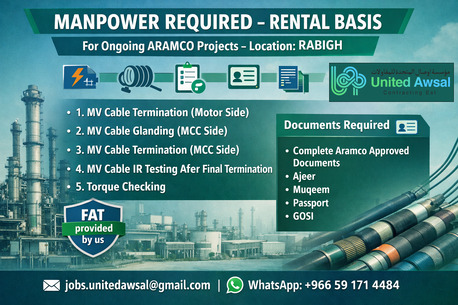 Rabigh, Jobs, United Awsal Contracting Est. Is Hiring Aramco-approved Manpower:
