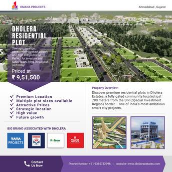 Ahmedabad, Industrial Land, INR 6500000,  398 Sq. Yard,  Premium SCO Plots For Sale In Dholera SIR &ndash; Smart Investment For The Future