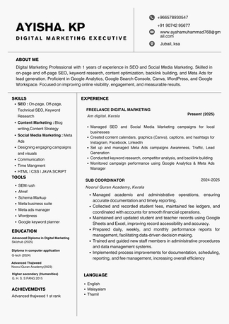 Jubail, Job Seekers, Digital Marketing Executive | SEO | Social Media | Google & M