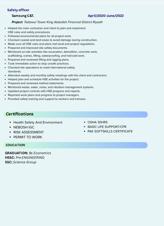 Jubail, Job Seekers, Looking For Safety Officer Position