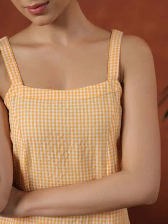 Jaipur, Clothing & Accessories, INR 1165,  Buy Yellow Cotton Self Design Straight Kurta Set For Women