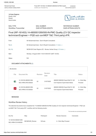 Riyadh, Job Seekers, QC INSPECTOR|10+ Year Experience (NEOM APPROVED)