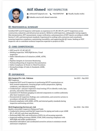 Al Malaz, Job Seekers, NDT Inspector