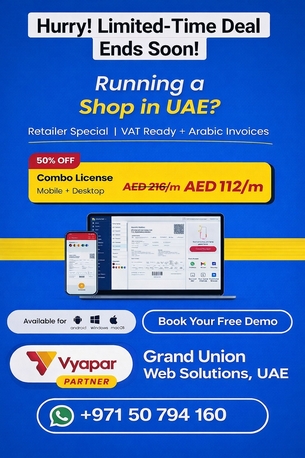 Dubai, Accounting, Accounting Software Vyapar App. Grand Union Web Solutions, UAE And International