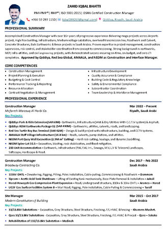 Riyadh, Job Seekers, CONSTRUCTION MANAGER