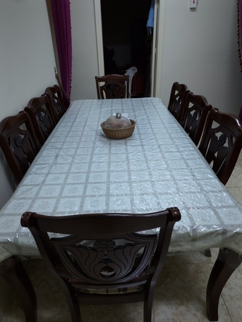 Jeddah, Furniture, SAR 2000,  Elegant 8-Piece Dark Brown Wooden Dining Set( Home Centre)