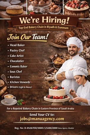 Dammam, Jobs, A Top End Bakery And Chocolate Chain Vacancies