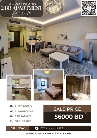 Amwaj Islands, Real Estate For Sale, BHD 56000,  2 BR,  98 Sq. Meter,  Beautiful 2 BR FF Apartment For Sale