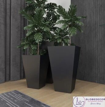 New York, Furniture, USD 200,  Dark Gray Geometric Metal Planter Set &ndash; Modern Square Design