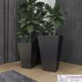 USD 200,  Dark Gray Geometric Metal Planter Set &ndash; Modern Square Design