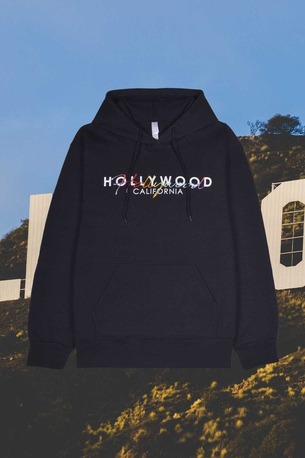 New York, Clothing & Accessories, USD 15,  Hollywood Hoodie With Multicolor California Rainbow Letters - Navy | Zapamax