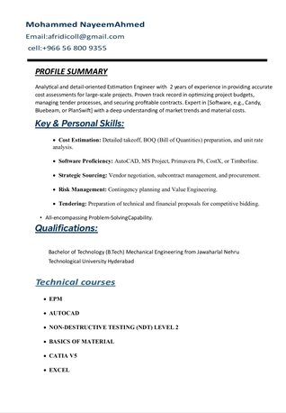 Riyadh, Job Seekers, Estimation Engineer