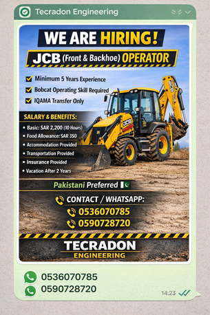 Rabigh, Jobs, JCB Operator