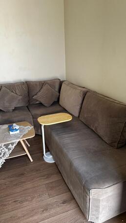 Riyadh, Furniture, SAR 900,  Modern L-Shaped Sofa (Very Clean) + Side Table & Lamp