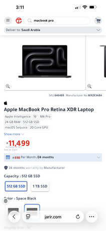 Riyadh, Electronics, SAR 11200,  Apple MacBook Pro Retina XDR Laptop