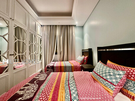 Salmiya, Apartments/Houses, KWD 3000/month,  Furnished,  3 BR,  Seaview Furnished Three-Bedroom Floor With Private Pool & Balcony In Salmiya