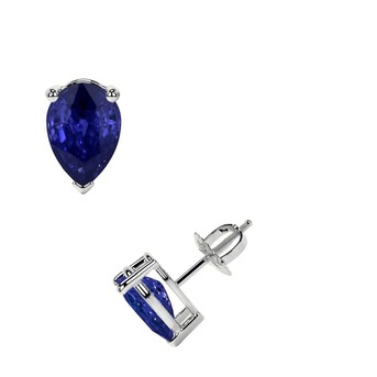 New York, Jewelry, USD 1369,  AAAA Quality Tanzanite Stud Earrings &ndash; Pear Shape Tanzanite & Diamond Earrings In 18K Gold
