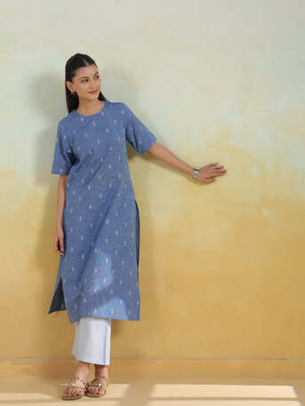 Jaipur, Clothing & Accessories, INR 1399,  Shop Blue Cotton Self Design Straight Kurta Set